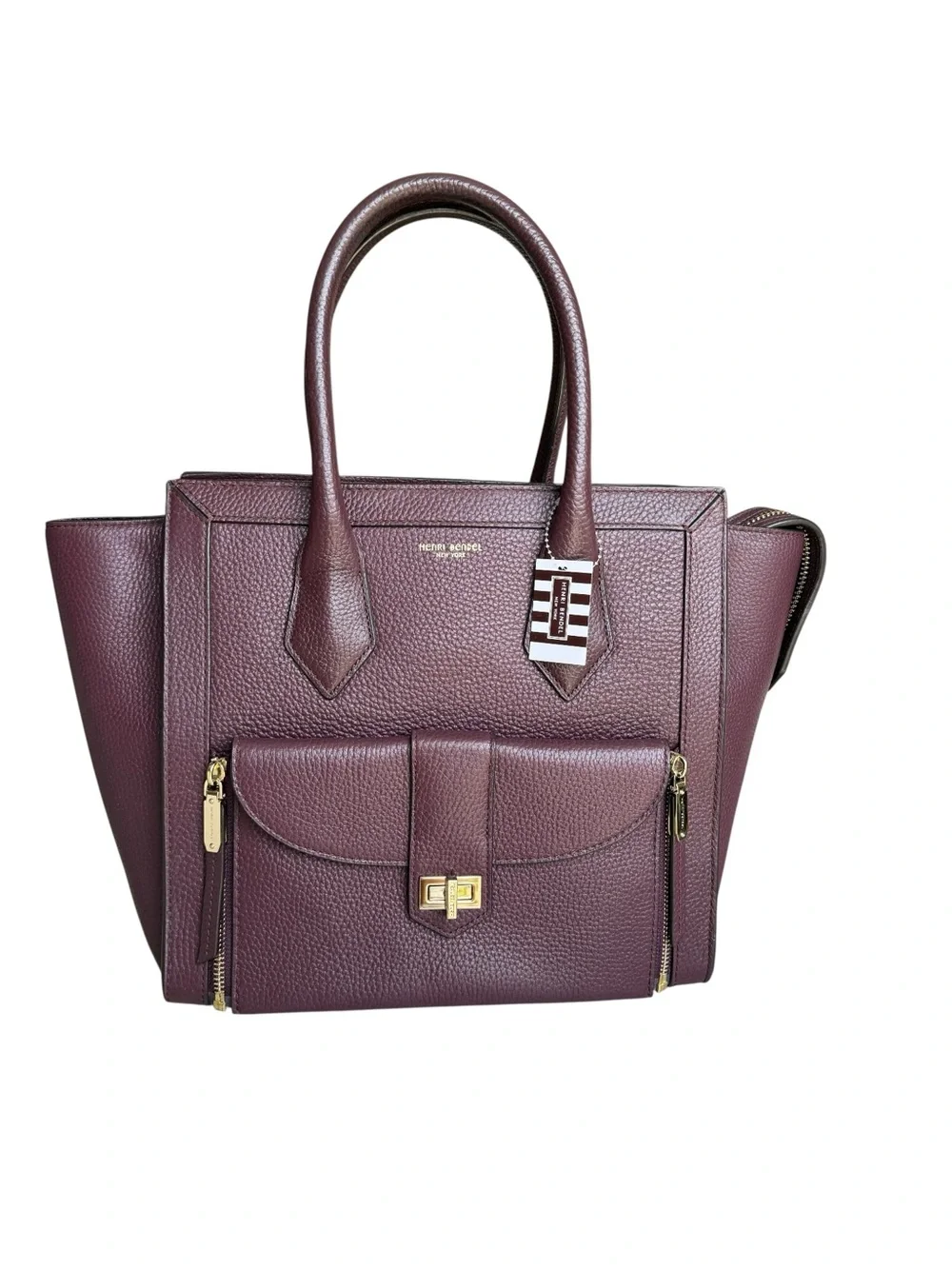 🆕 Henri Bendel Rivington Tote Bag Burgundy Satchel